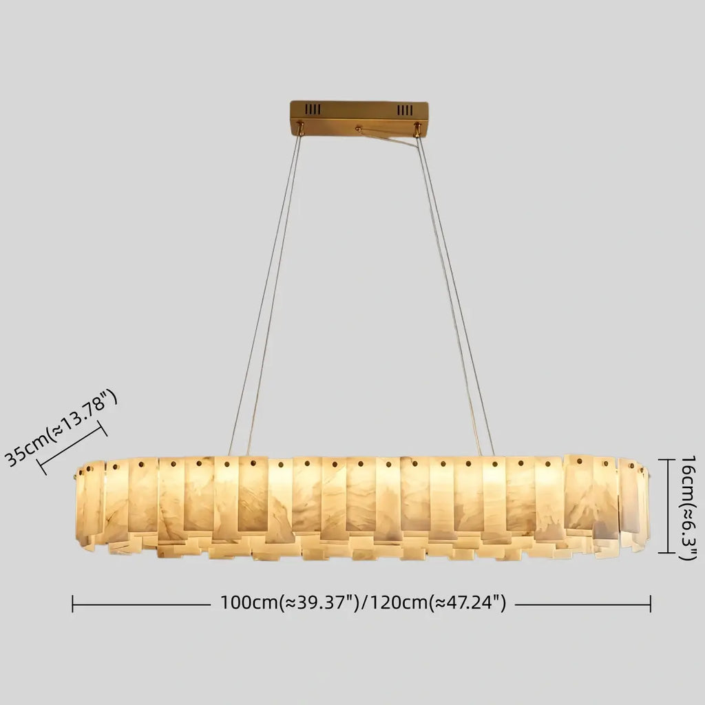 Luxury Marble Chandelier – Brass Round/Rectangle for Living Room / Dining Room - Flindria