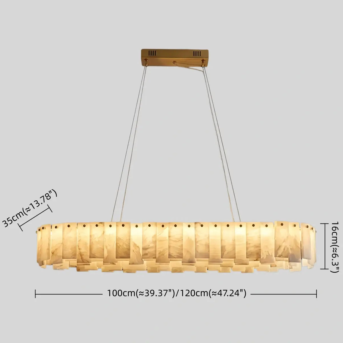 Luxury Marble Chandelier – Brass Round/Rectangle for Living Room / Dining Room - Flindria