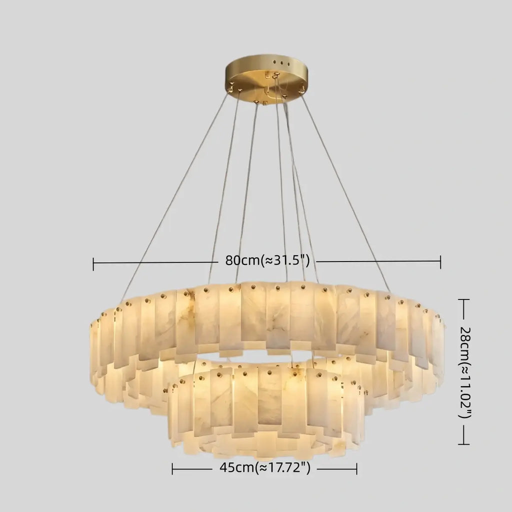 Luxury Marble Chandelier – Brass Round/Rectangle for Living Room / Dining Room - Flindria