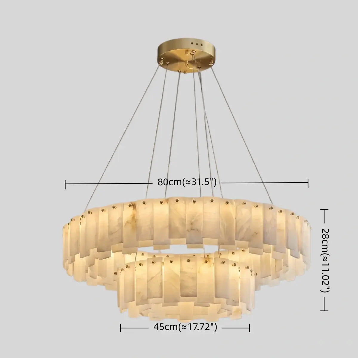 Luxury Marble Chandelier – Brass Round/Rectangle for Living Room / Dining Room - Flindria