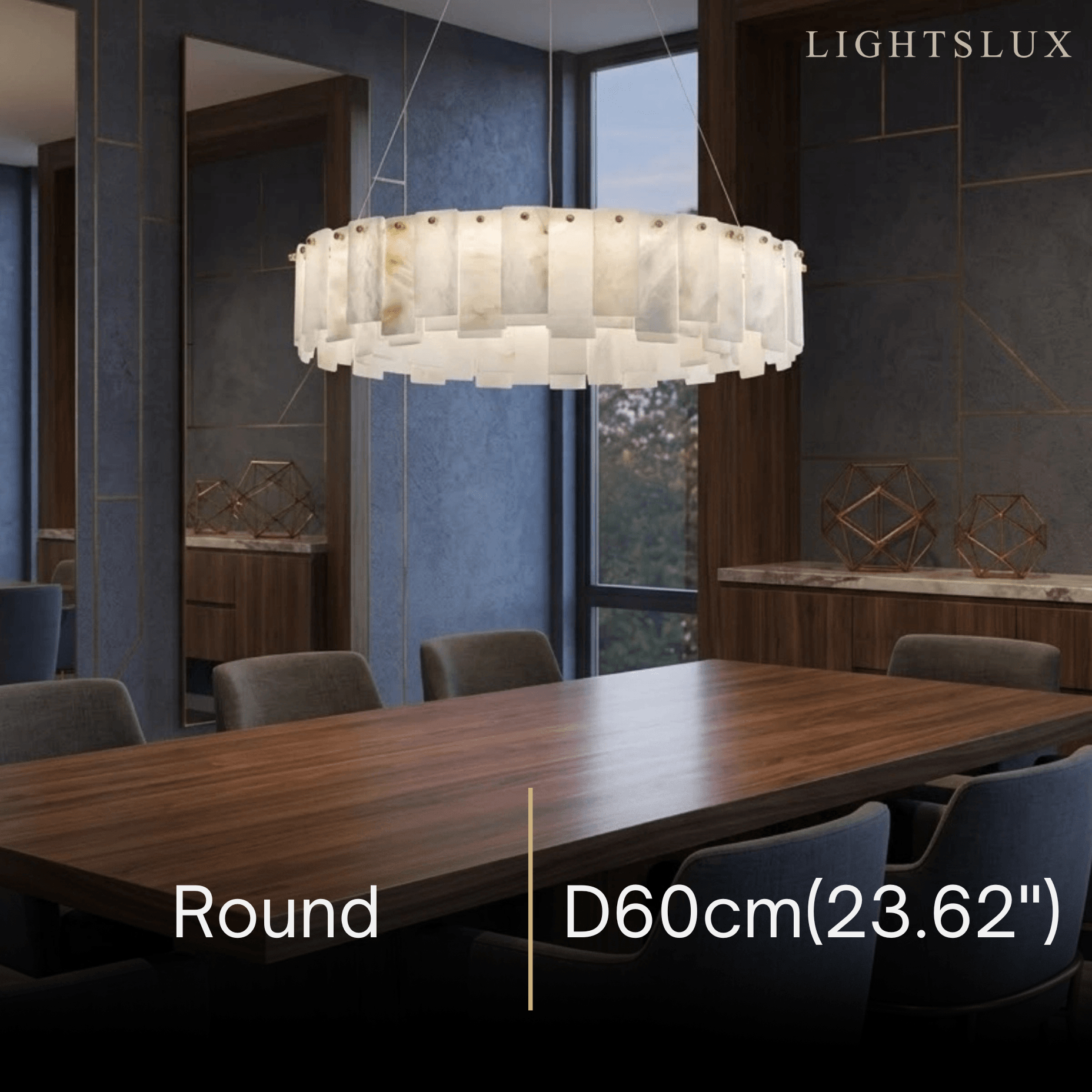 Luxury Marble Chandelier – Brass Round/Rectangle for Living Room / Dining Room - Flindria