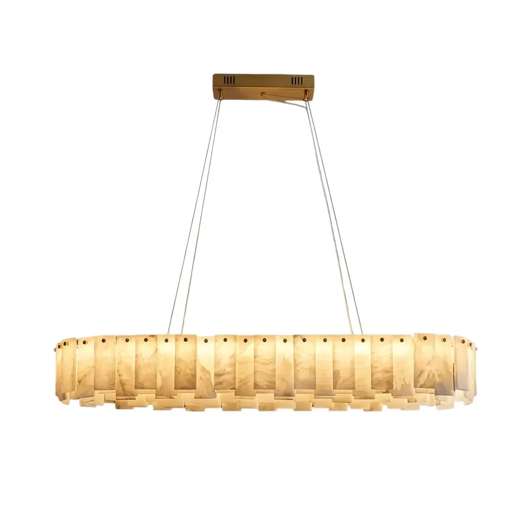 Luxury Marble Chandelier – Brass Round/Rectangle for Living Room / Dining Room - Flindria