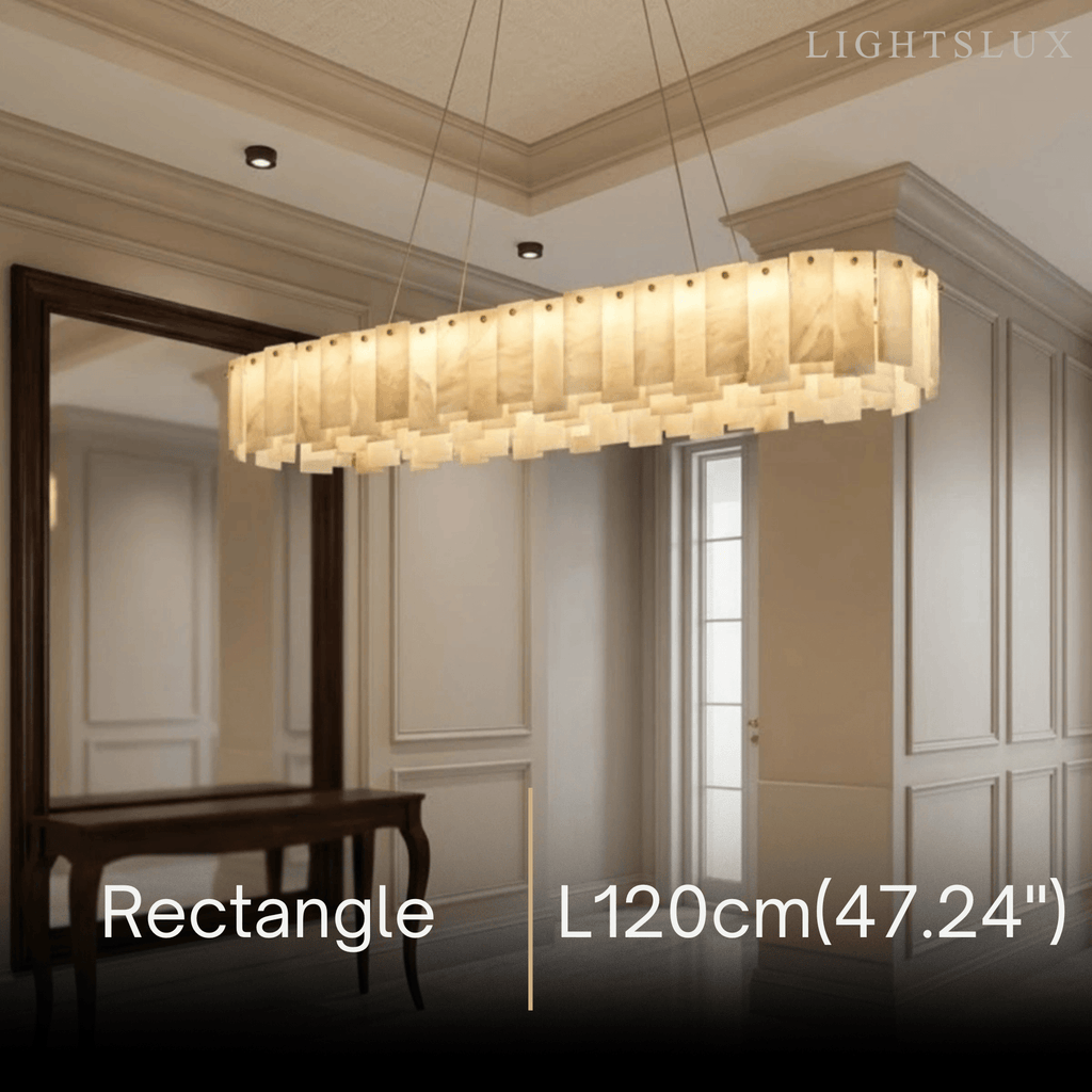 Luxury Marble Chandelier – Brass Round/Rectangle for Living Room / Dining Room - Flindria