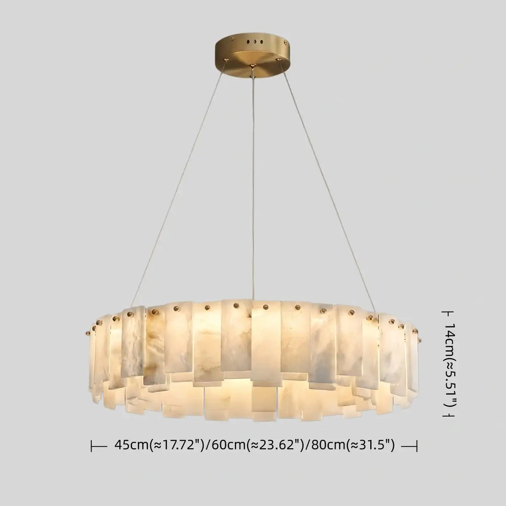 Luxury Marble Chandelier – Brass Round/Rectangle for Living Room / Dining Room - Flindria