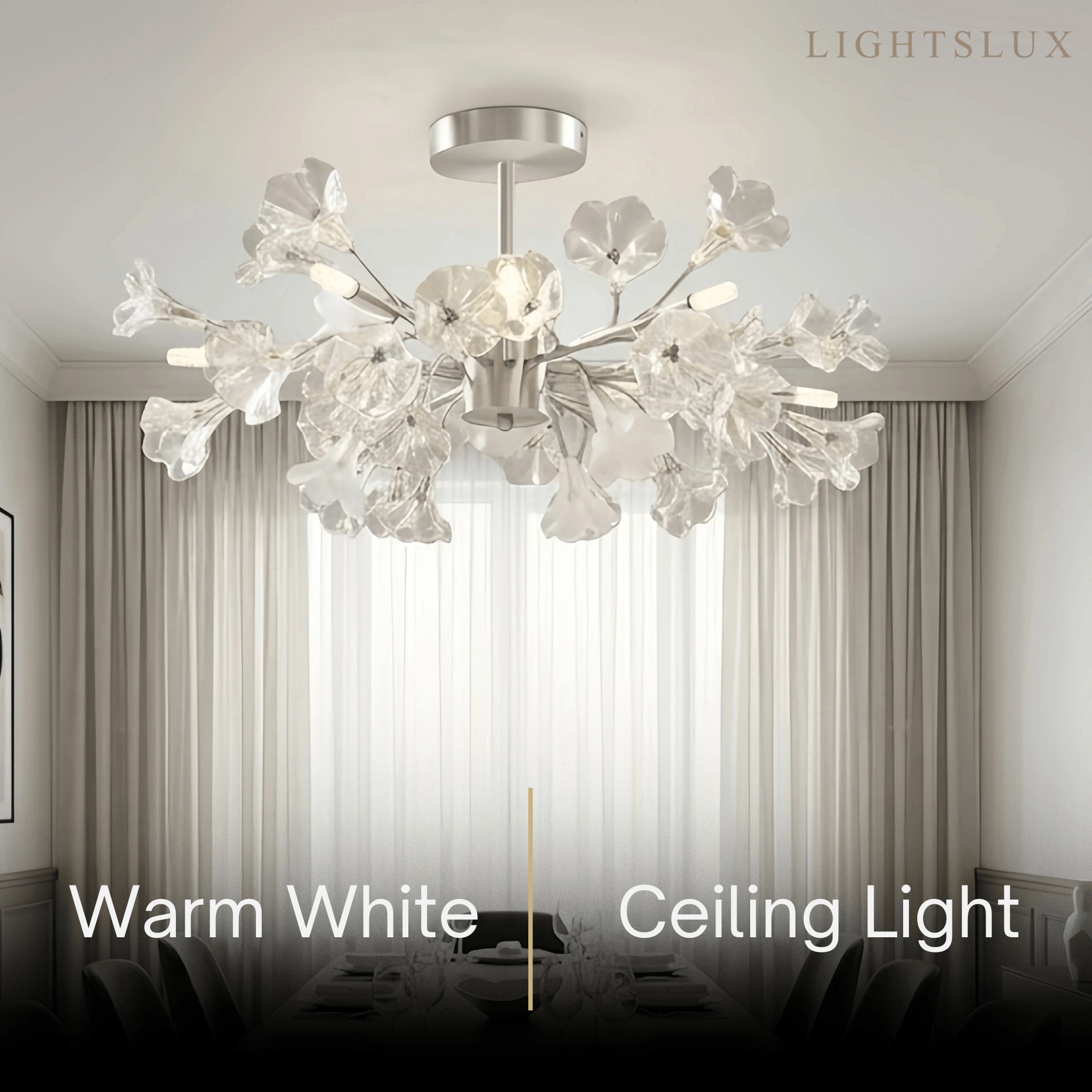 Lustre Branche Moderne – Fleurs en Verre Cuivre Argenté pour Salon / Chambre - Flindria