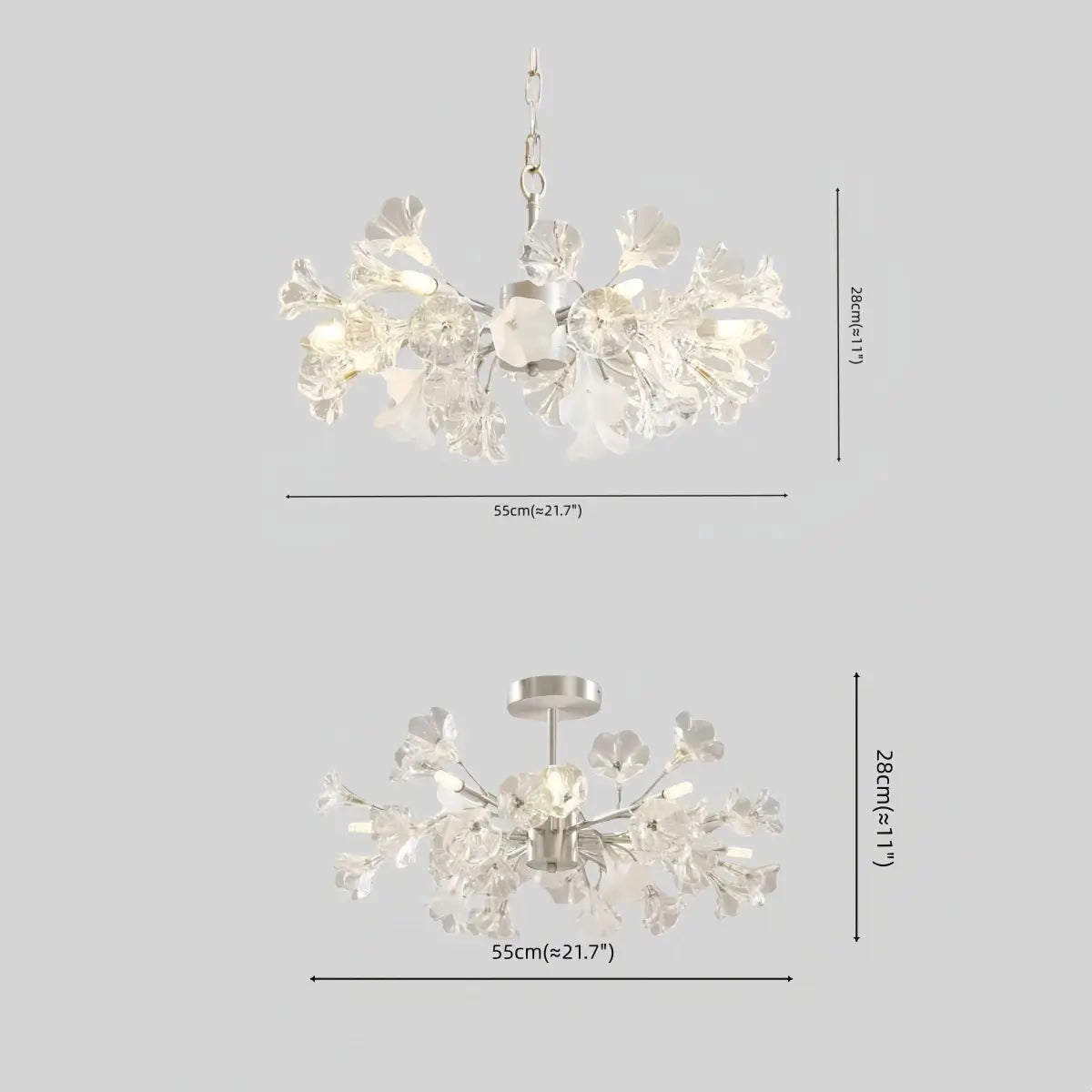 Lustre Branche Moderne – Fleurs en Verre Cuivre Argenté pour Salon / Chambre - Flindria