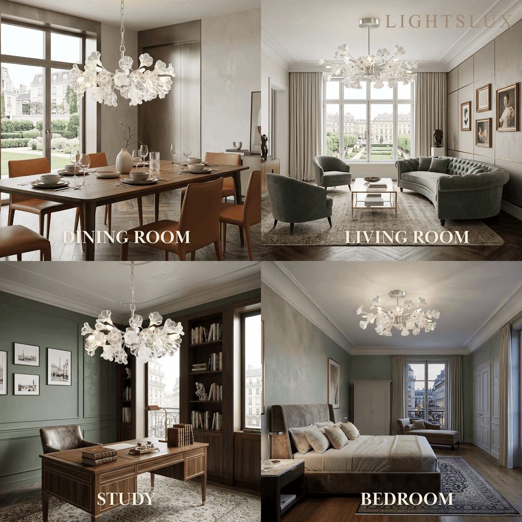 Lustre Branche Moderne – Fleurs en Verre Cuivre Argenté pour Salon / Chambre - Flindria