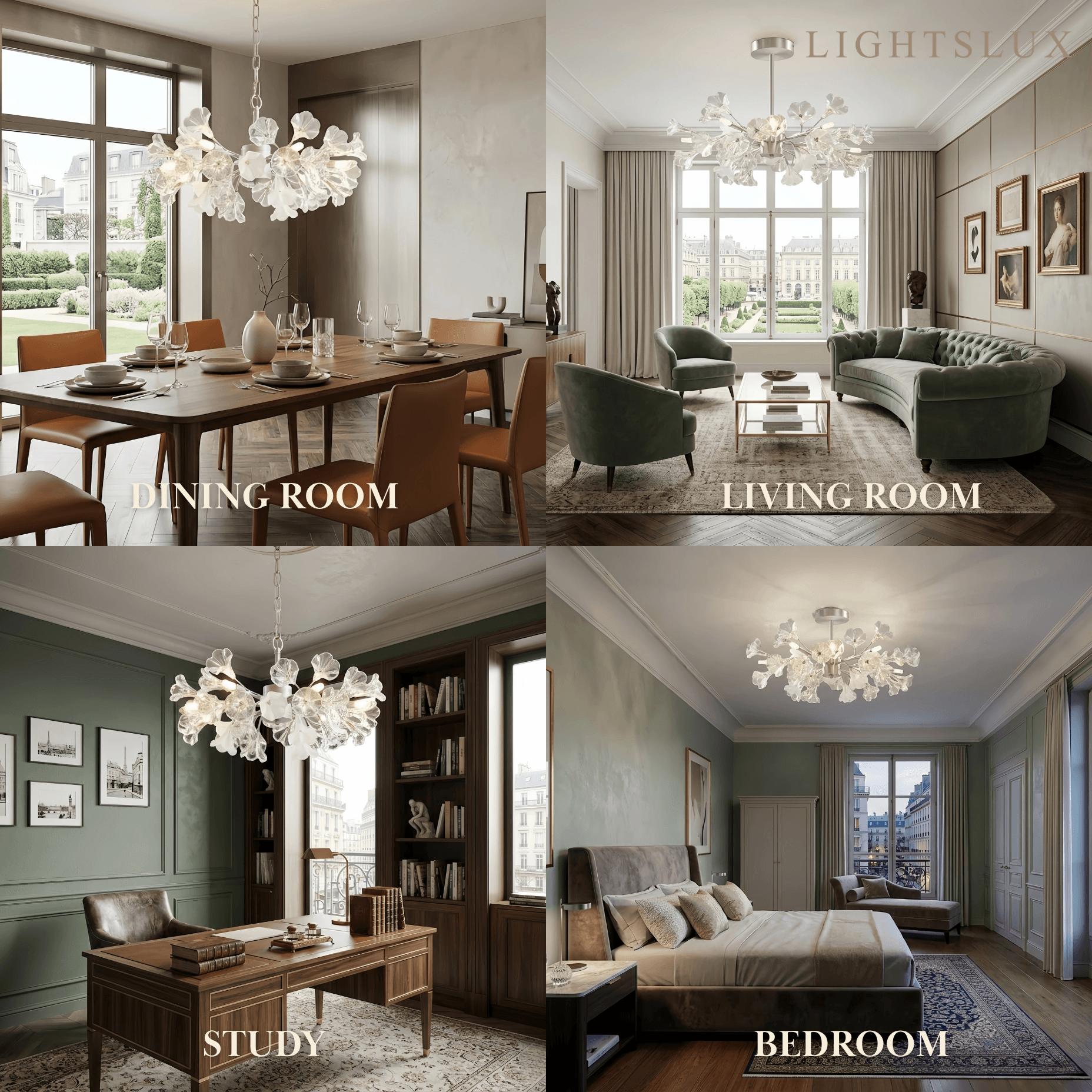Lustre Branche Moderne – Fleurs en Verre Cuivre Argenté pour Salon / Chambre - Flindria