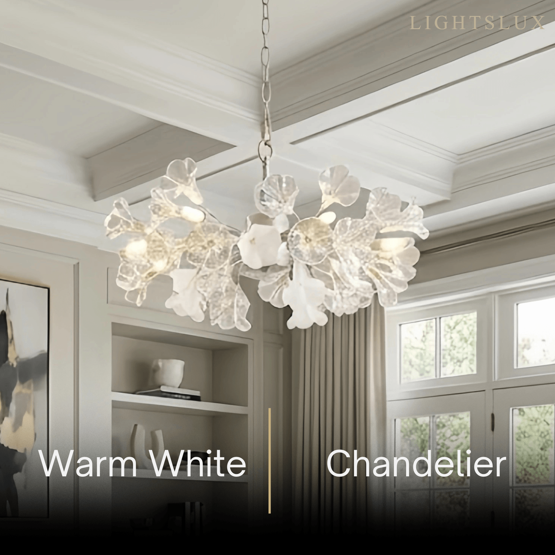Lustre Branche Moderne – Fleurs en Verre Cuivre Argenté pour Salon / Chambre - Flindria