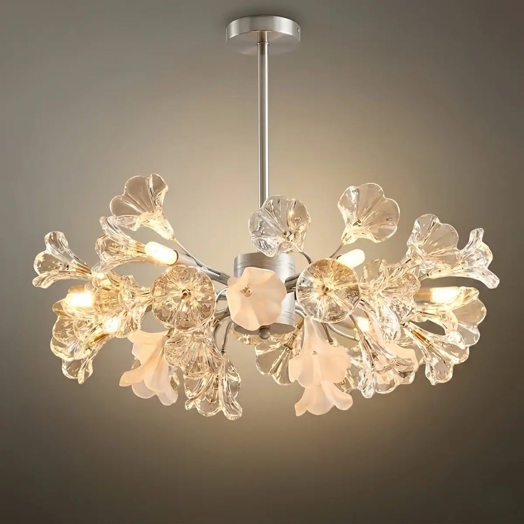 Lustre Branche Moderne – Fleurs en Verre Cuivre Argenté pour Salon / Chambre - Flindria