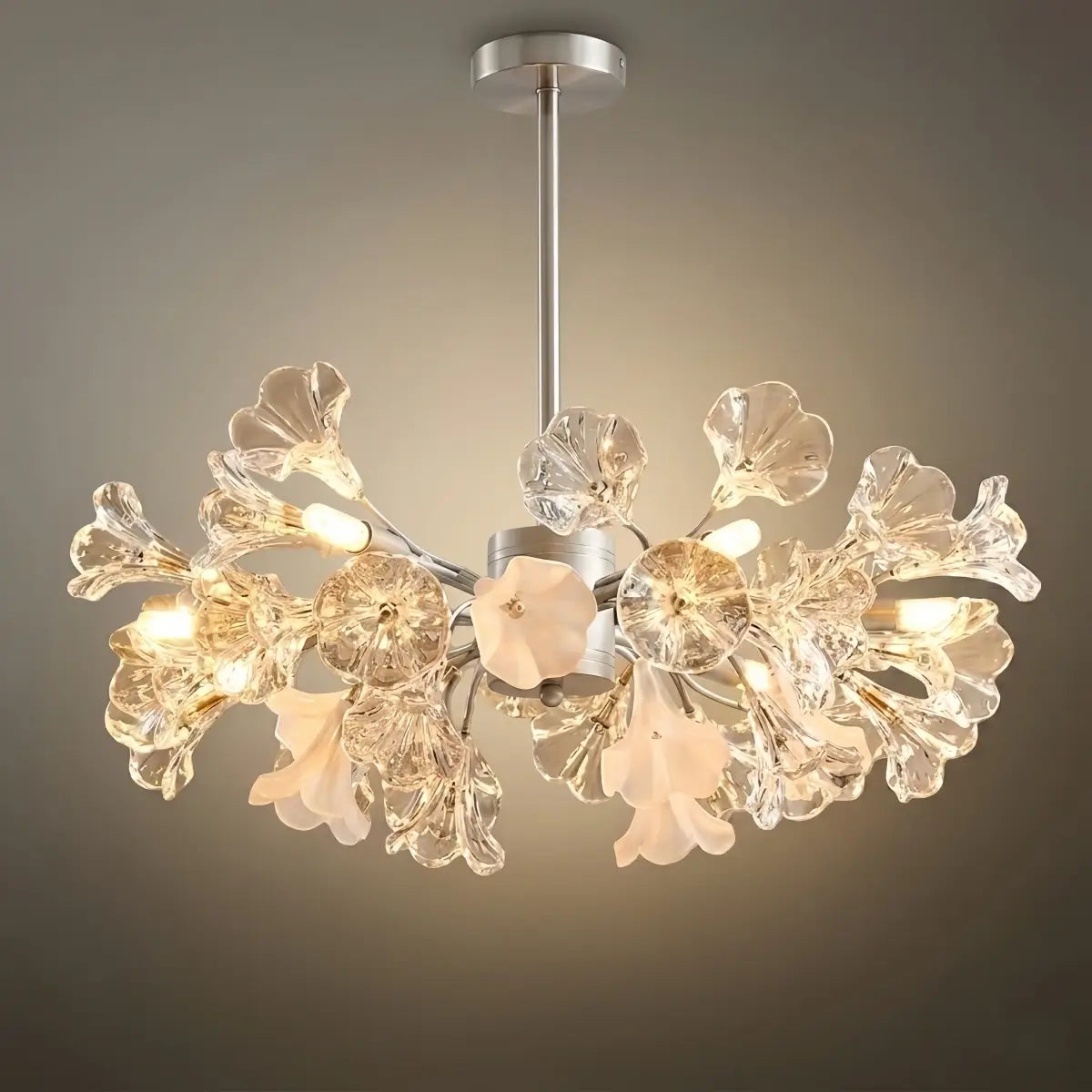 Lustre Branche Moderne – Fleurs en Verre Cuivre Argenté pour Salon / Chambre - Flindria