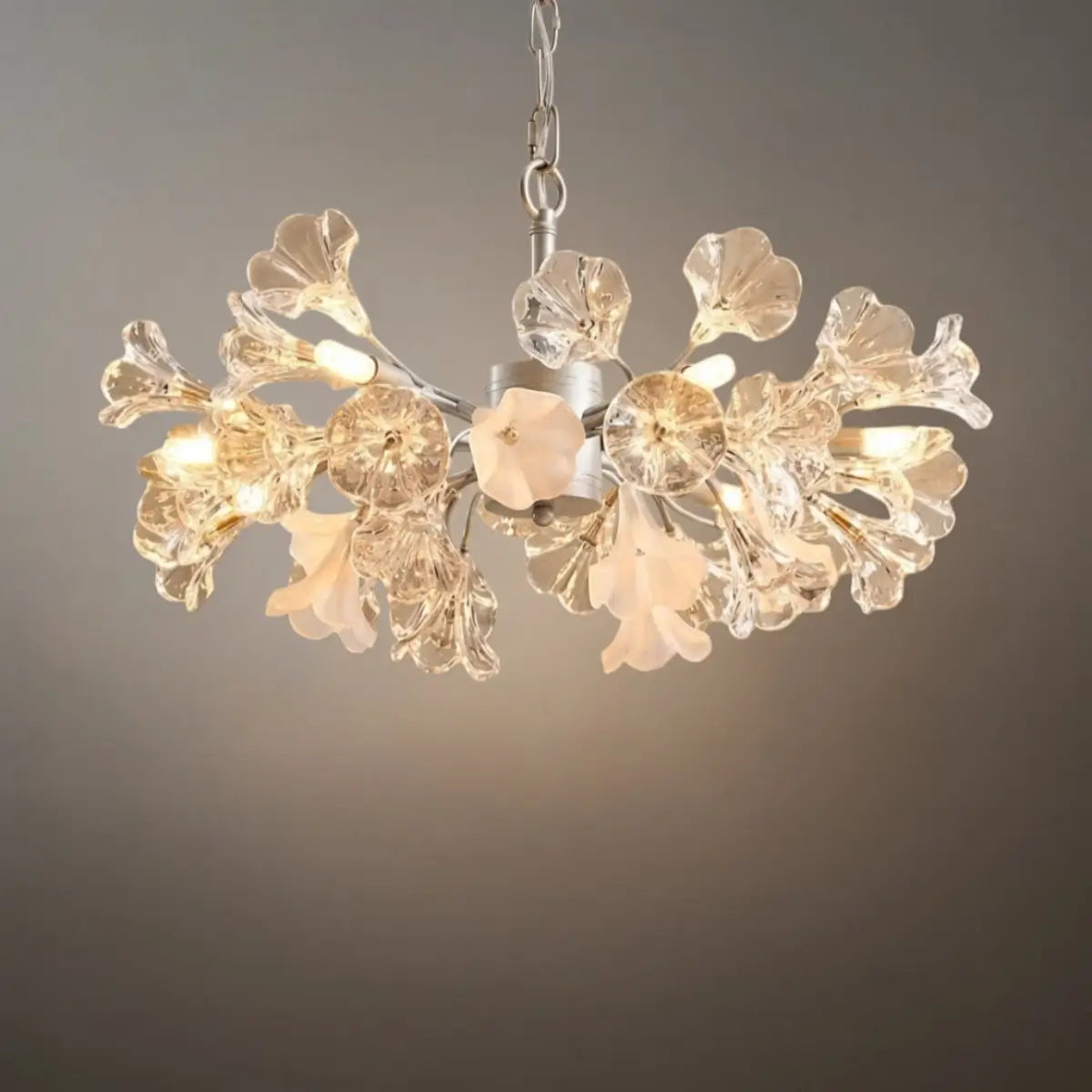Lustre Branche Moderne – Fleurs en Verre Cuivre Argenté pour Salon / Chambre - Flindria