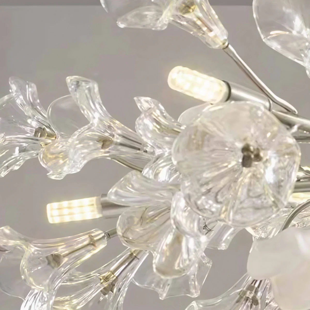 Lustre Branche Moderne – Fleurs en Verre Cuivre Argenté pour Salon / Chambre - Flindria