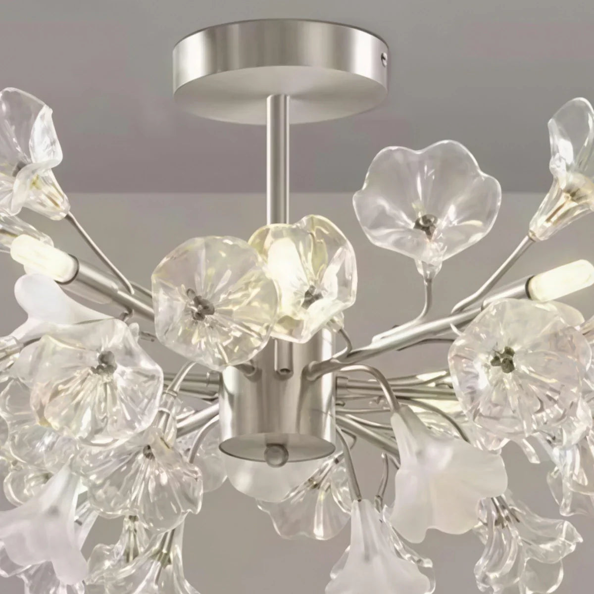 Lustre Branche Moderne – Fleurs en Verre Cuivre Argenté pour Salon / Chambre - Flindria