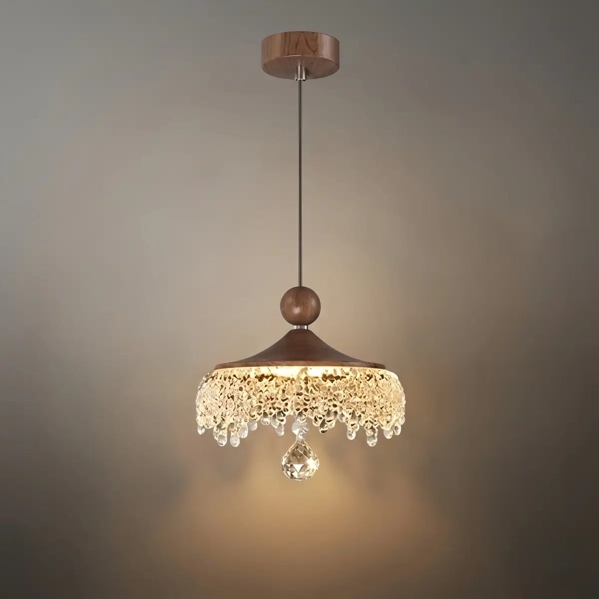 Vintage Pendant Light – Wood Grain Acrylic Waterdrop for Dining Room / Kitchen Island - Flindria