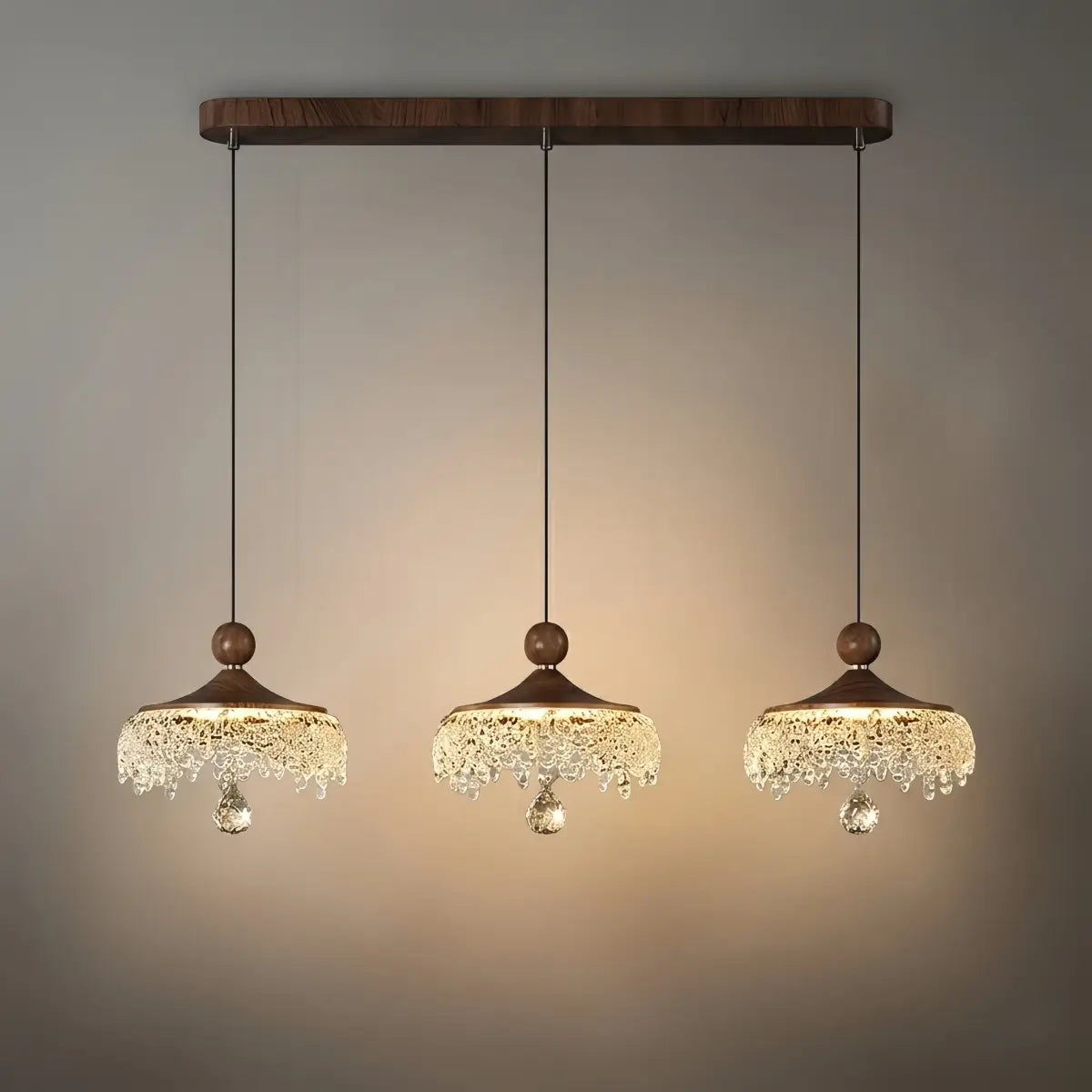 Vintage Pendant Light – Wood Grain Acrylic Waterdrop for Dining Room / Kitchen Island - Flindria