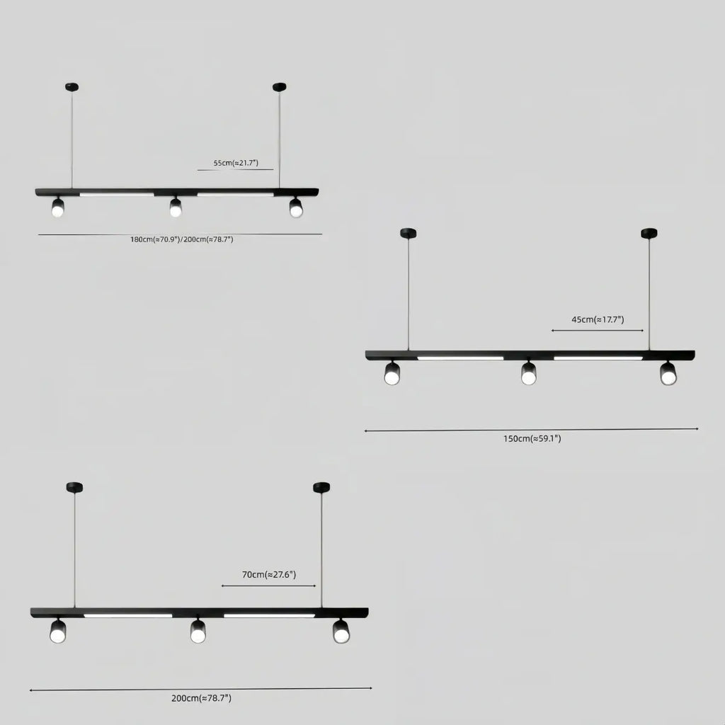 Modern Linear LED Pendant Light – Black Aluminum with Spotlights for Office / Shop - Flindria
