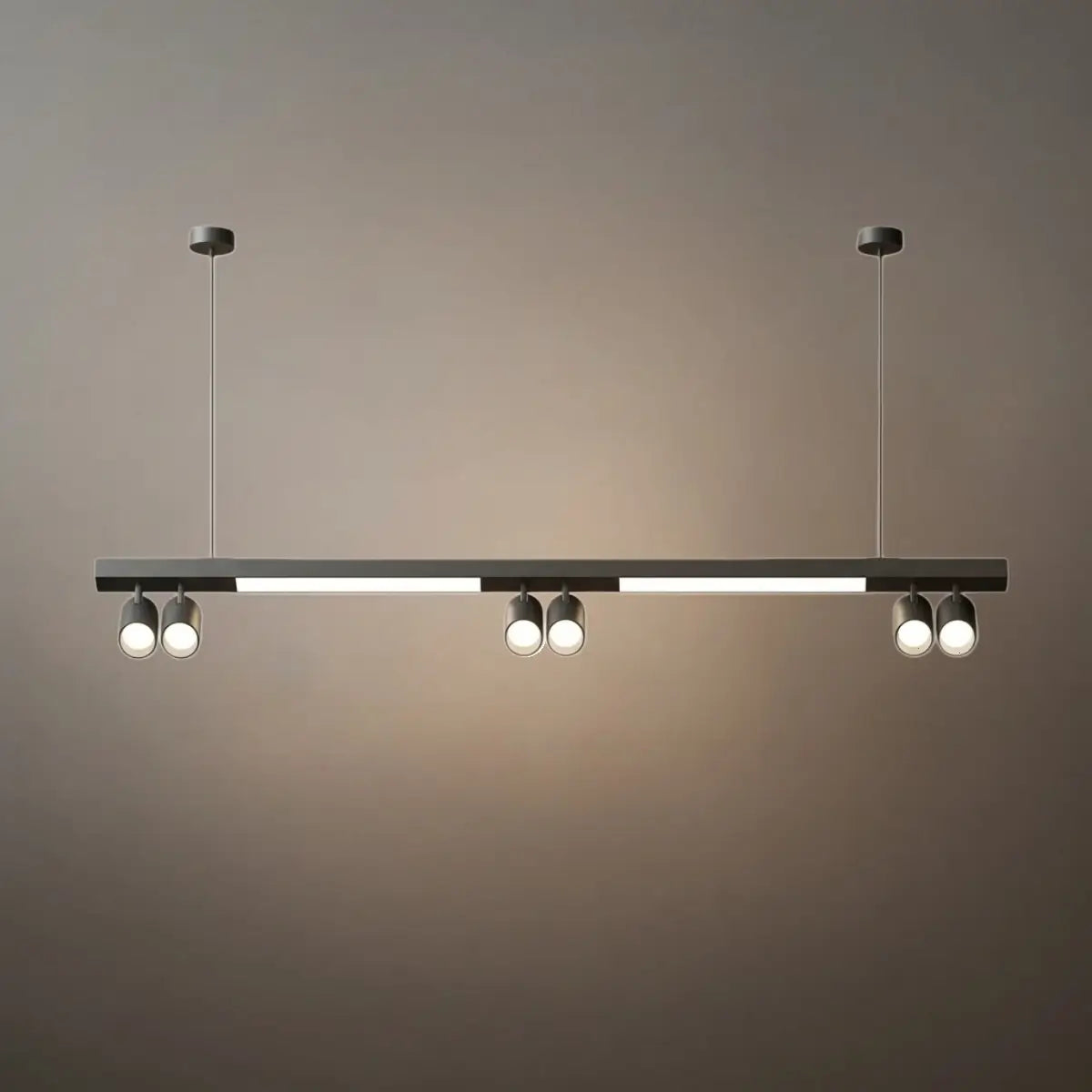 Modern Linear LED Pendant Light – Black Aluminum with Spotlights for Office / Shop - Flindria