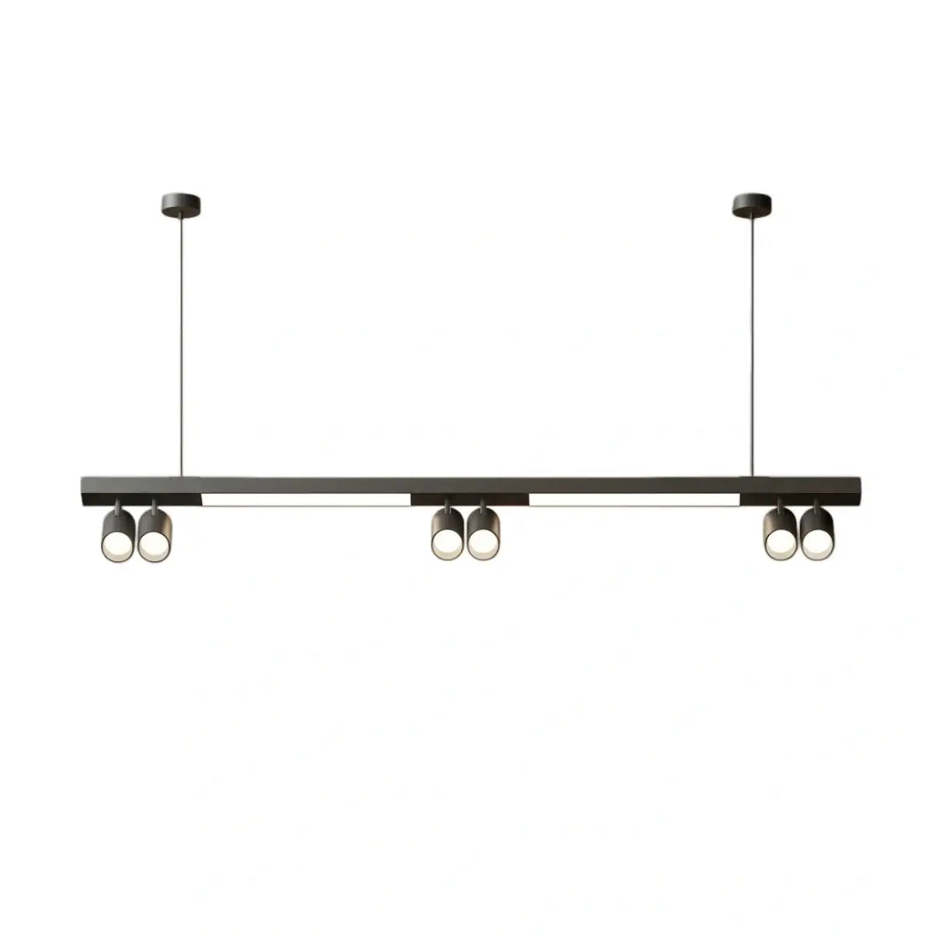 Modern Linear LED Pendant Light – Black Aluminum with Spotlights for Office / Shop - Flindria