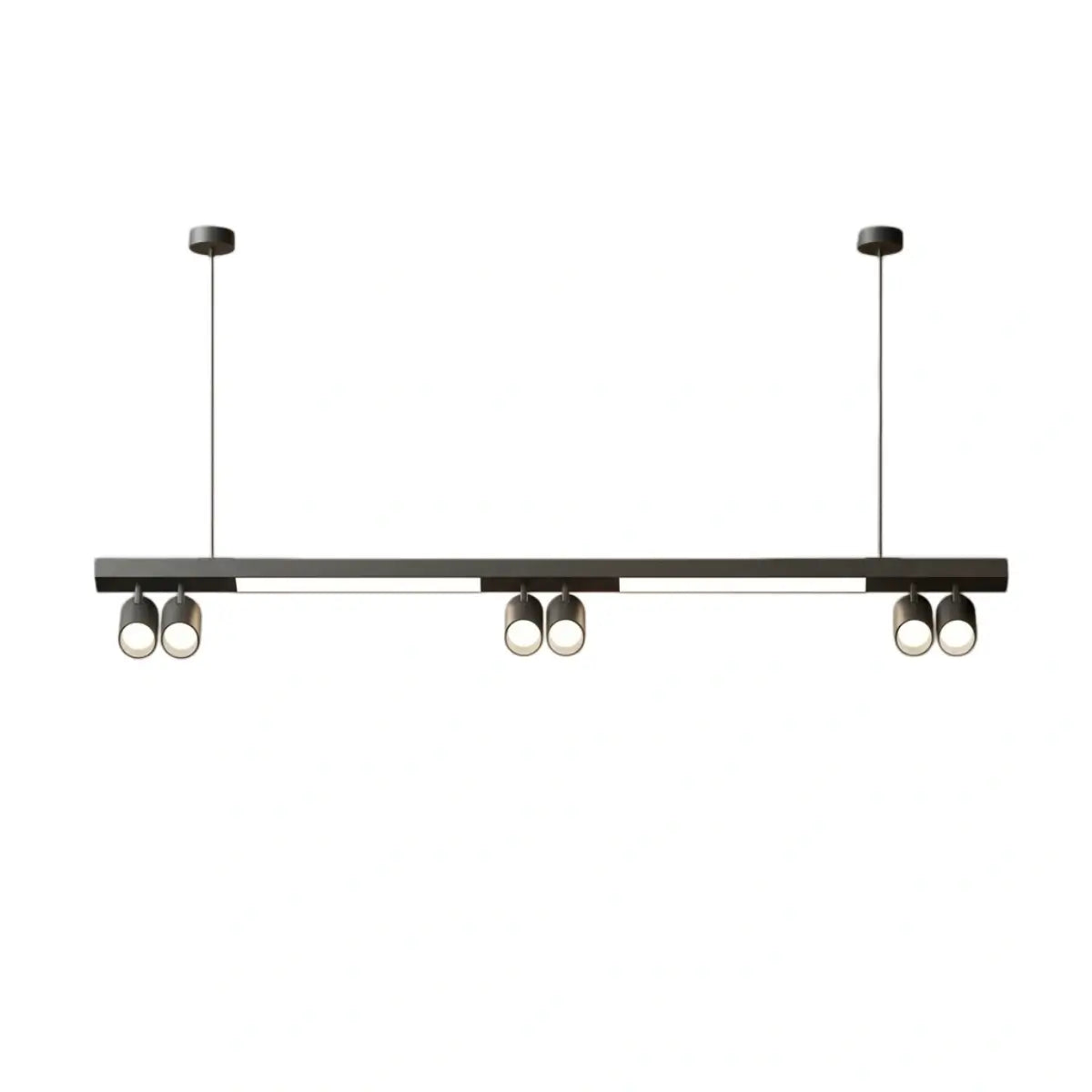 Modern Linear LED Pendant Light – Black Aluminum with Spotlights for Office / Shop - Flindria