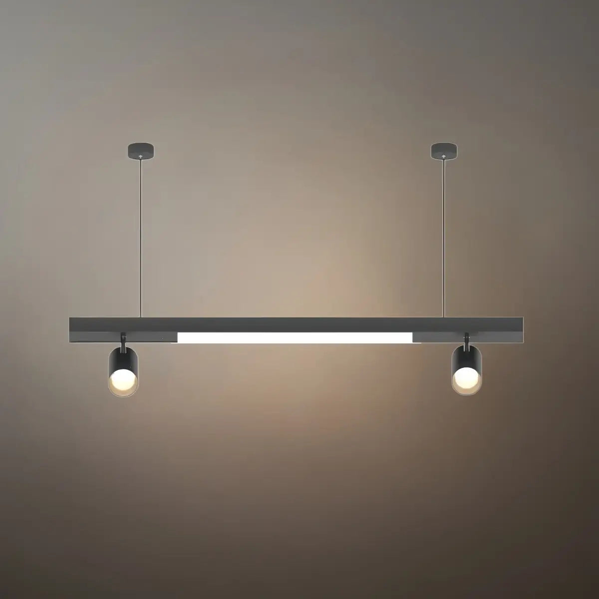 Modern Linear LED Pendant Light – Black Aluminum with Spotlights for Office / Shop - Flindria