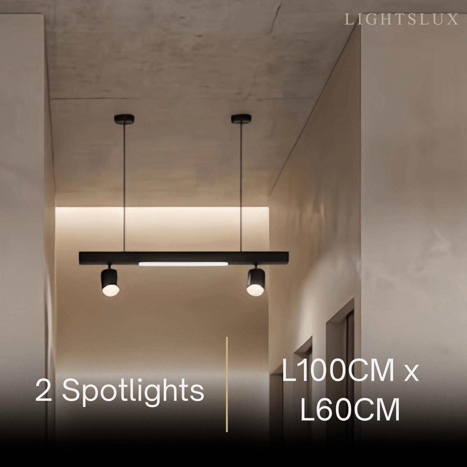 Modern Linear LED Pendant Light – Black Aluminum with Spotlights for Office / Shop - Flindria