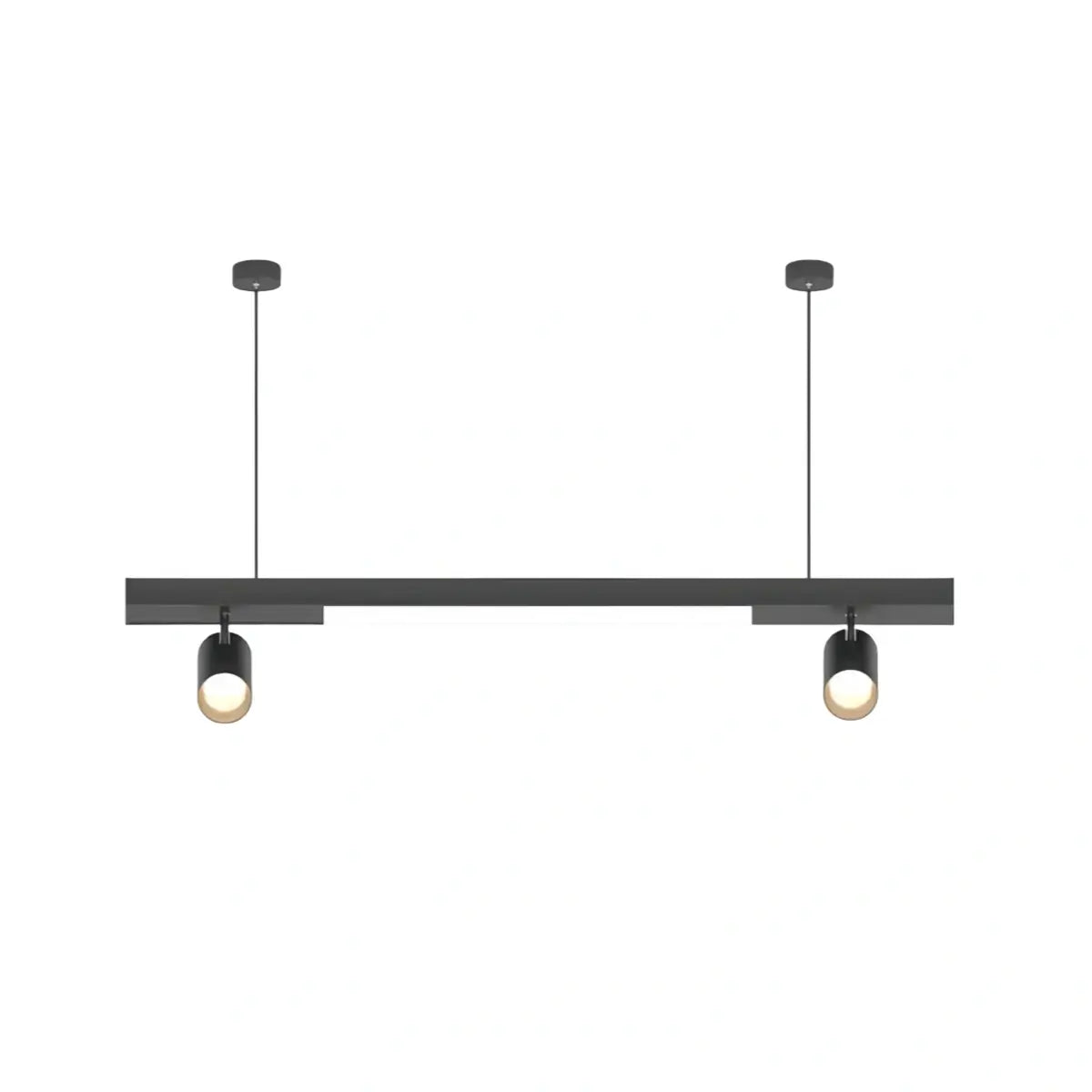 Modern Linear LED Pendant Light – Black Aluminum with Spotlights for Office / Shop - Flindria