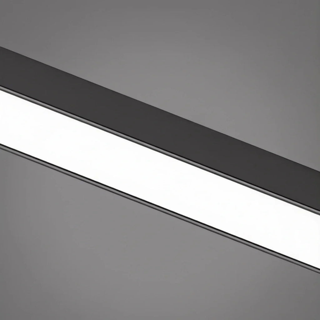 Modern Linear LED Pendant Light – Black Aluminum with Spotlights for Office / Shop - Flindria