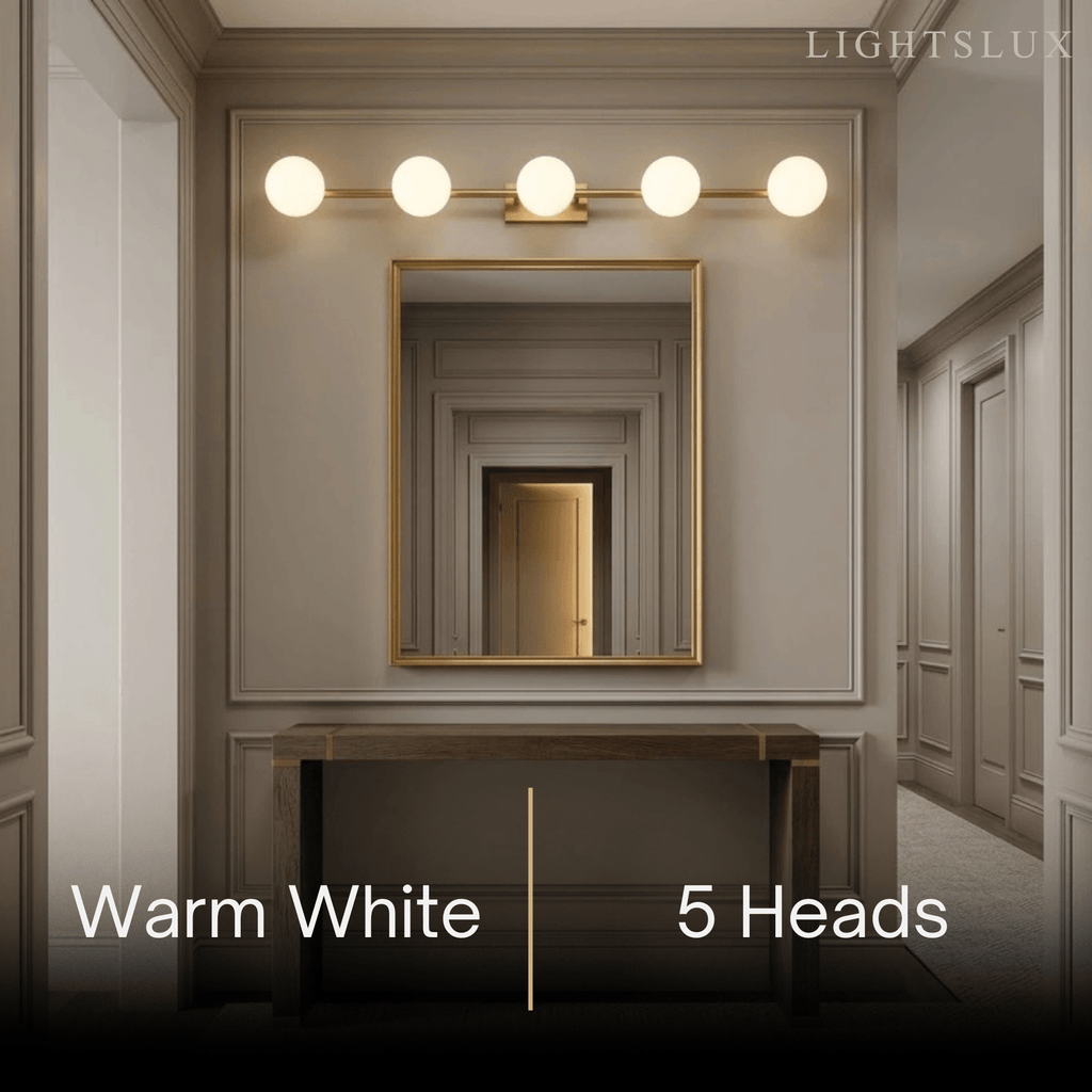 Modern Nordic Wall Lamp — Brass & Glass Milky White for Bathroom - Flindria