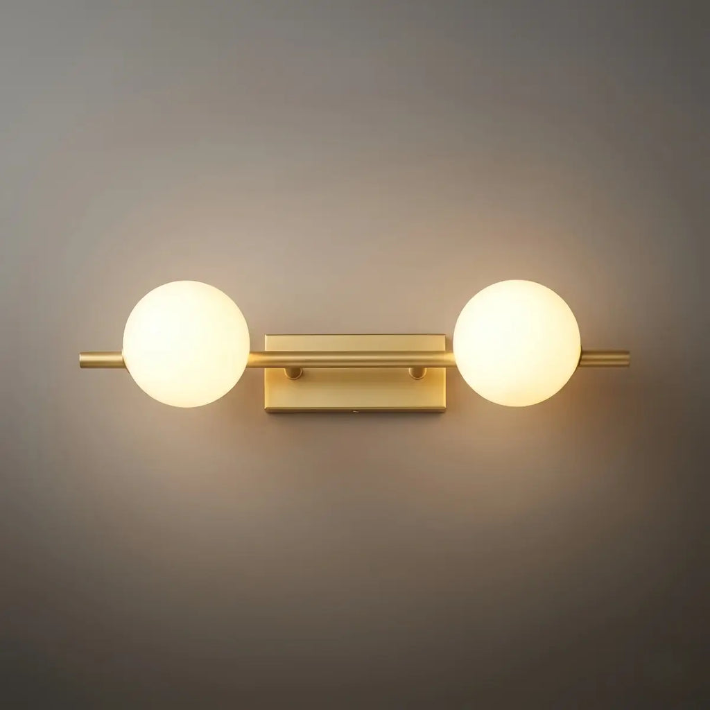 Modern Nordic Wall Lamp — Brass & Glass Milky White for Bathroom - Flindria