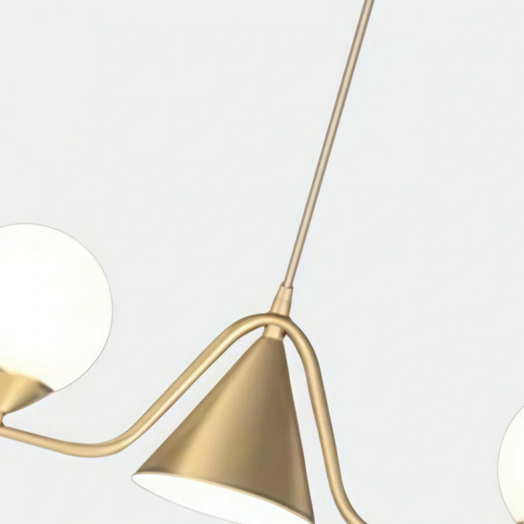 Modern Nordic Pendant Light — Brass & Glass Gold White for Dining Room - Flindria