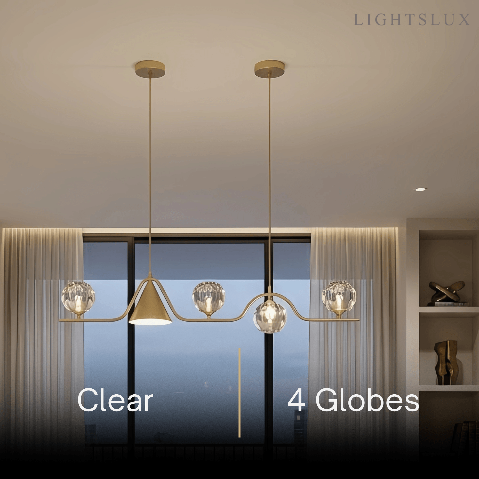 Modern Nordic Pendant Light — Brass & Glass Gold White for Dining Room - Flindria
