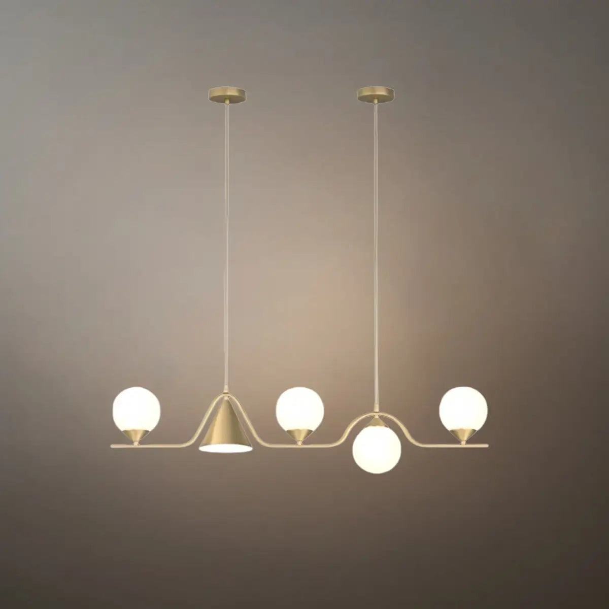 Modern Nordic Pendant Light — Brass & Glass Gold White for Dining Room - Flindria