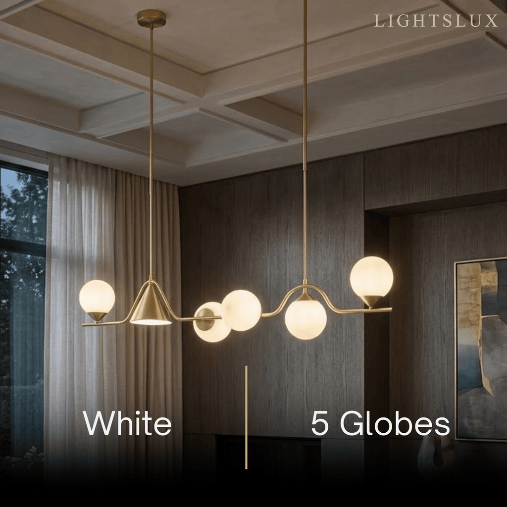 Modern Nordic Pendant Light — Brass & Glass Gold White for Dining Room - Flindria