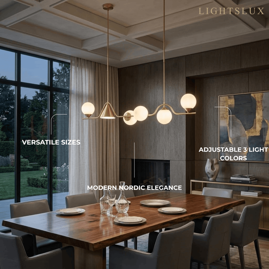 Modern Nordic Pendant Light — Brass & Glass Gold White for Dining Room - Flindria