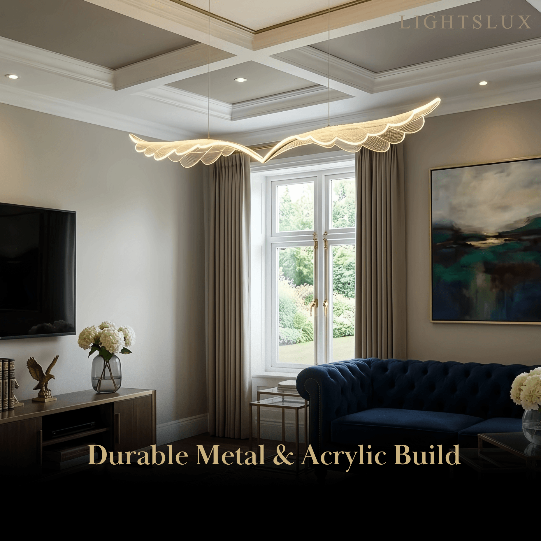 Lustre Nórdico Moderno — Metal & Acrílico Preto Dourado para Sala de Jantar - Flindria