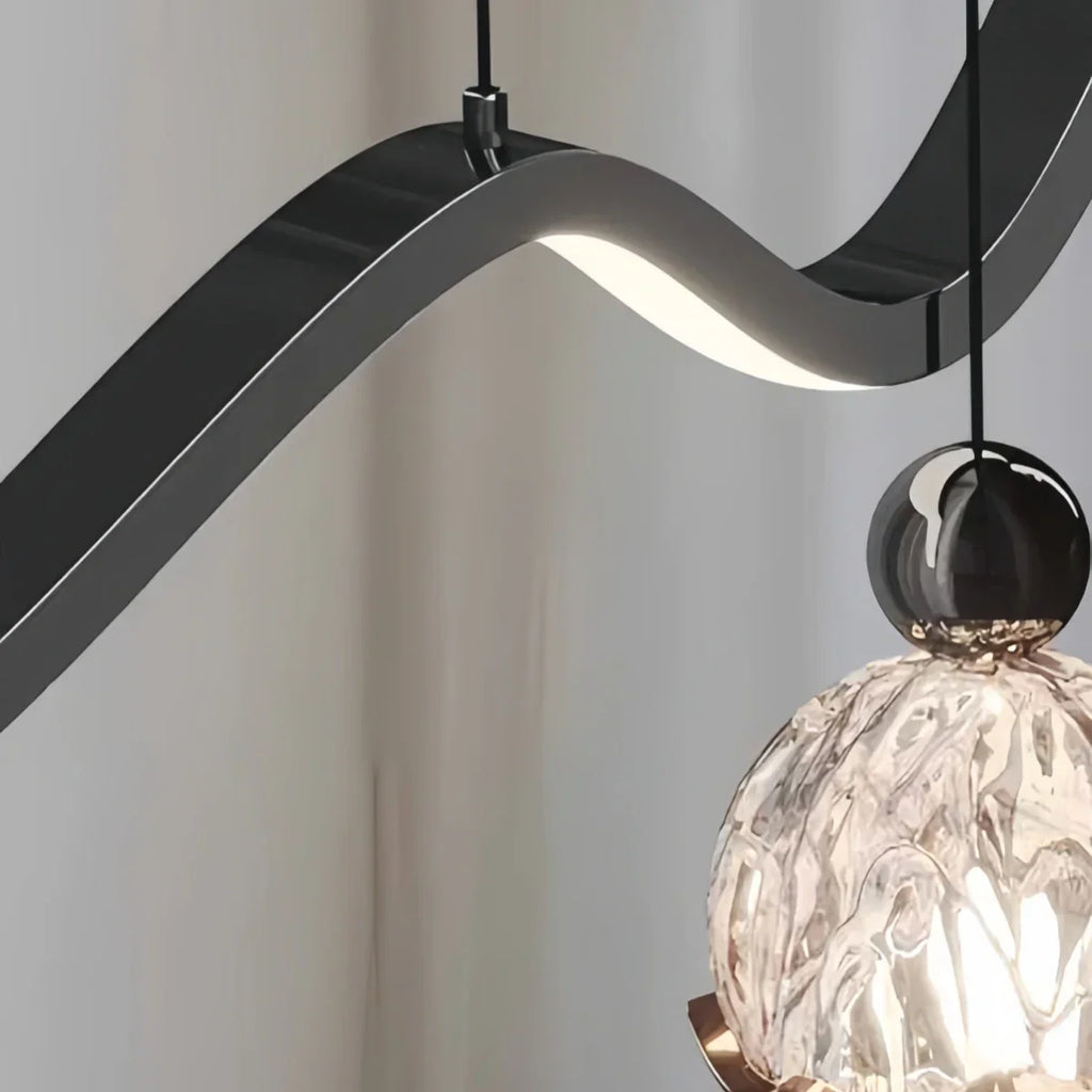 Modern Pendant Light — Iron & Aluminum Glossy Black for Dining Room - Flindria