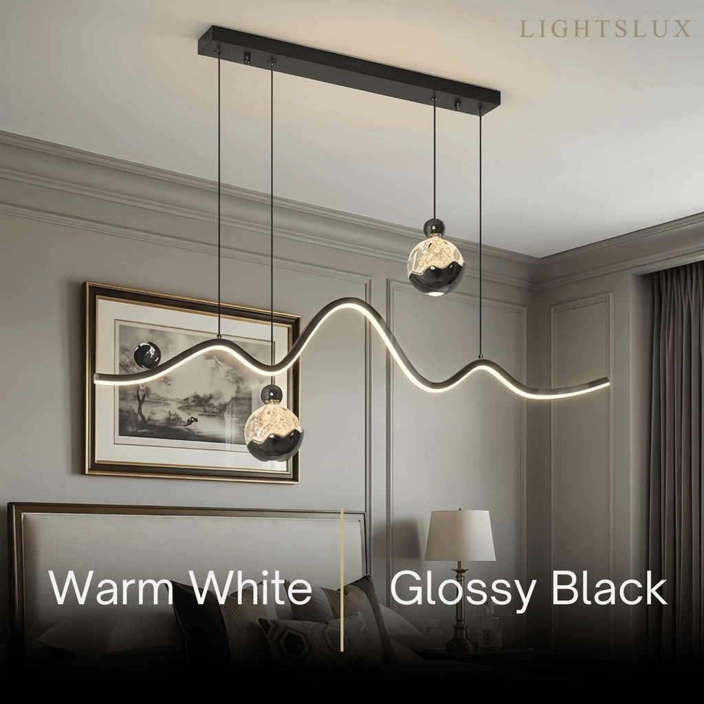 Modern Pendant Light — Iron & Aluminum Glossy Black for Dining Room - Flindria