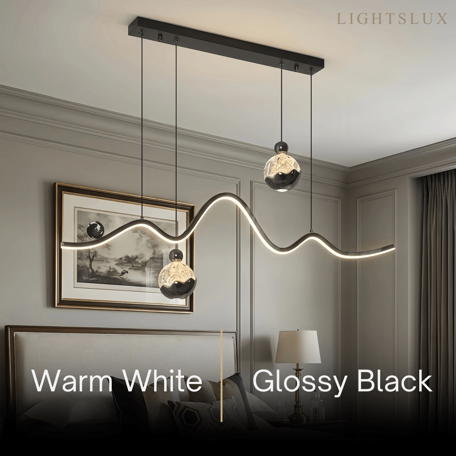 Modern Pendant Light — Iron & Aluminum Glossy Black for Dining Room - Flindria