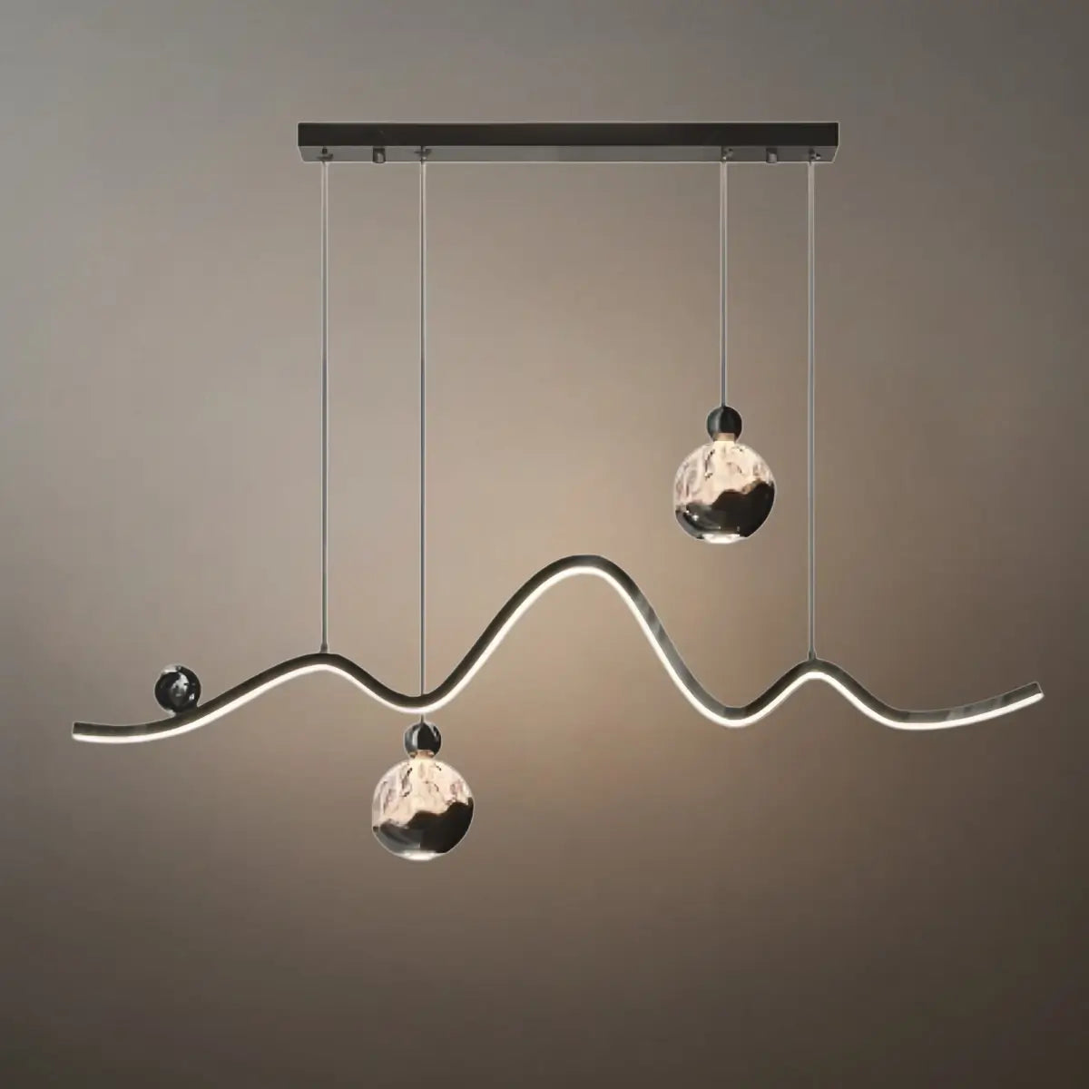 Modern Pendant Light — Iron & Aluminum Glossy Black for Dining Room - Flindria