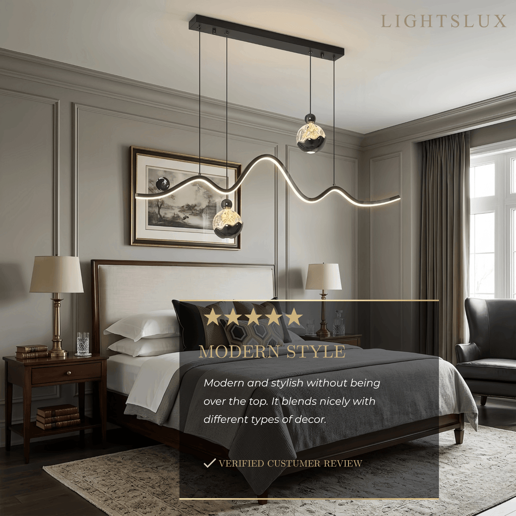 Modern Pendant Light — Iron & Aluminum Glossy Black for Dining Room - Flindria