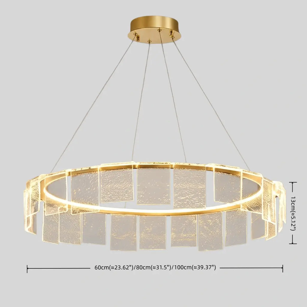 Lustre Circular Moderno – Anel Acrílico Dourado para Sala de Estar / Sala de Jantar - Flindria