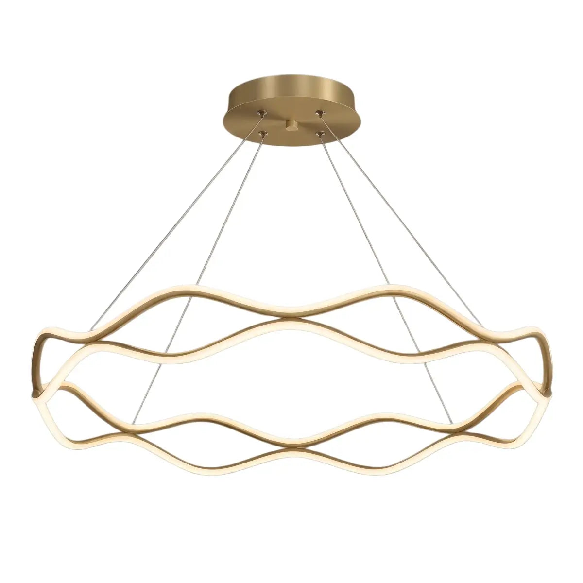 Modern Copper Chandelier – Wave Ring Gold/Black for Living Room / Dining Room - Flindria