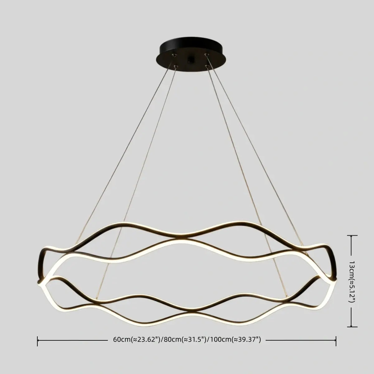Modern Copper Chandelier – Wave Ring Gold/Black for Living Room / Dining Room - Flindria
