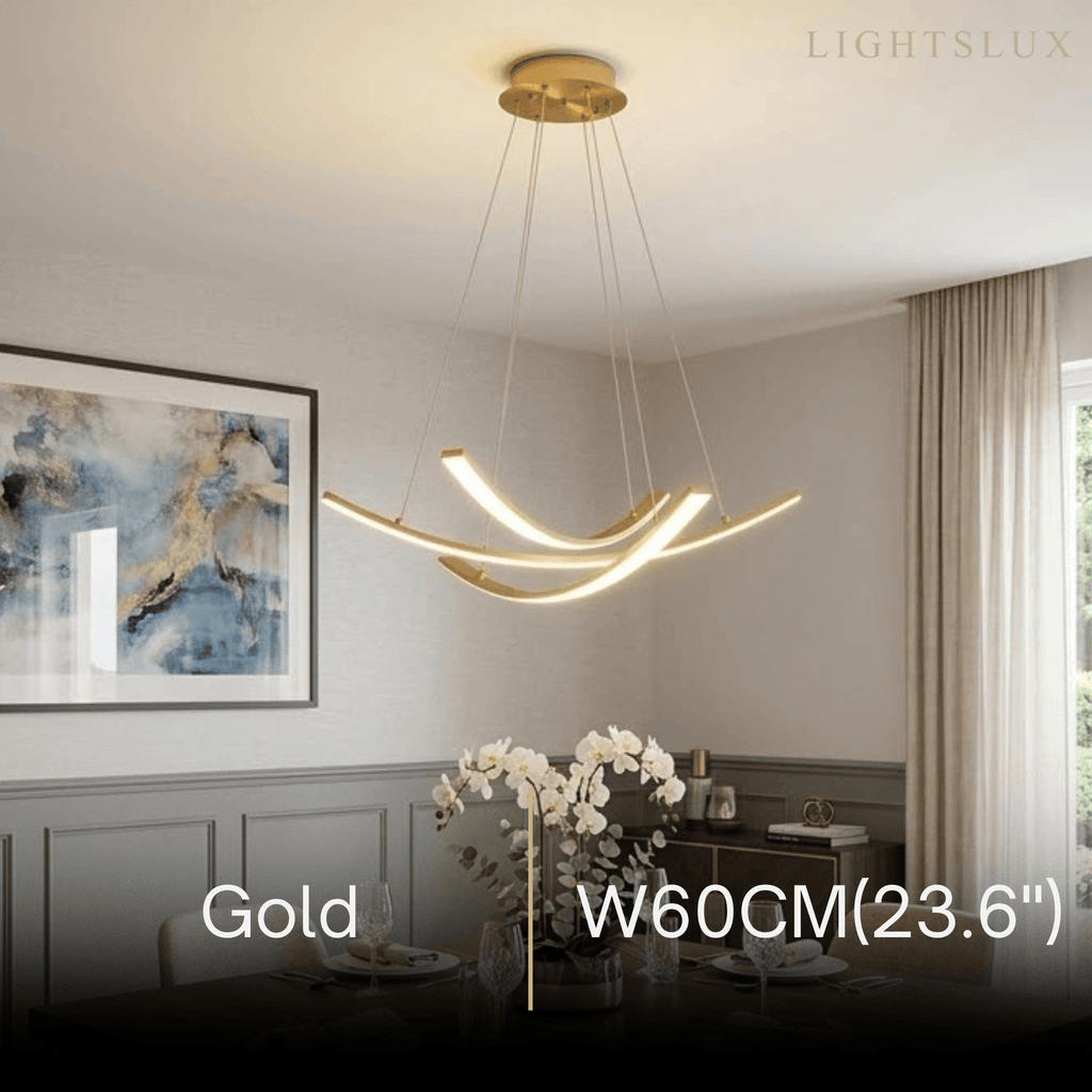 Modern Minimalist Chandelier — Brass Gold for Dining Room/Living Room - Flindria