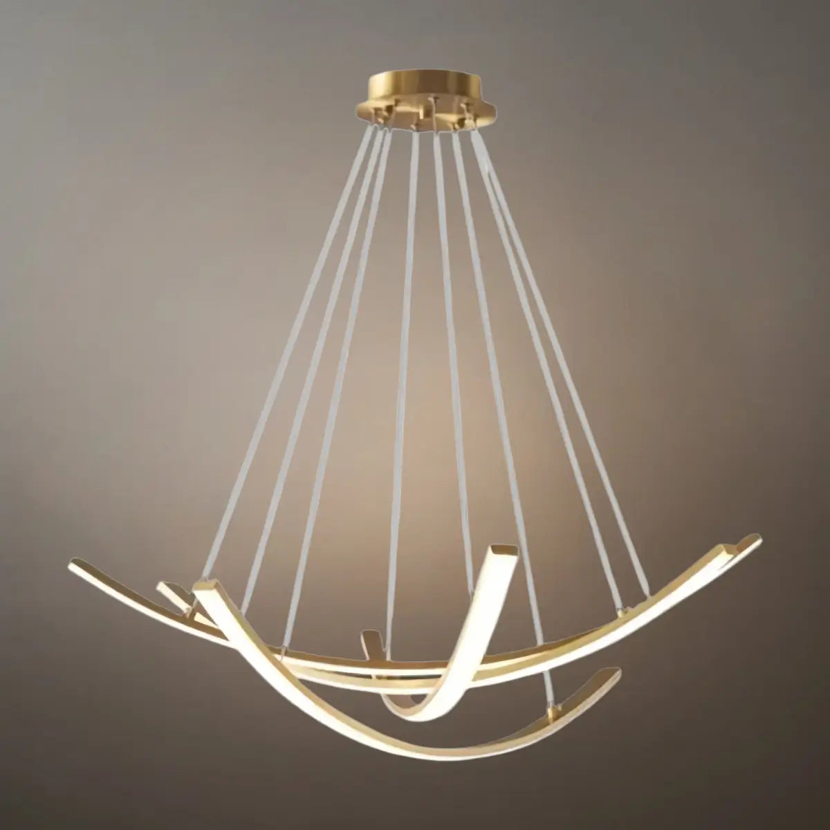 Modern Minimalist Chandelier — Brass Gold for Dining Room/Living Room - Flindria