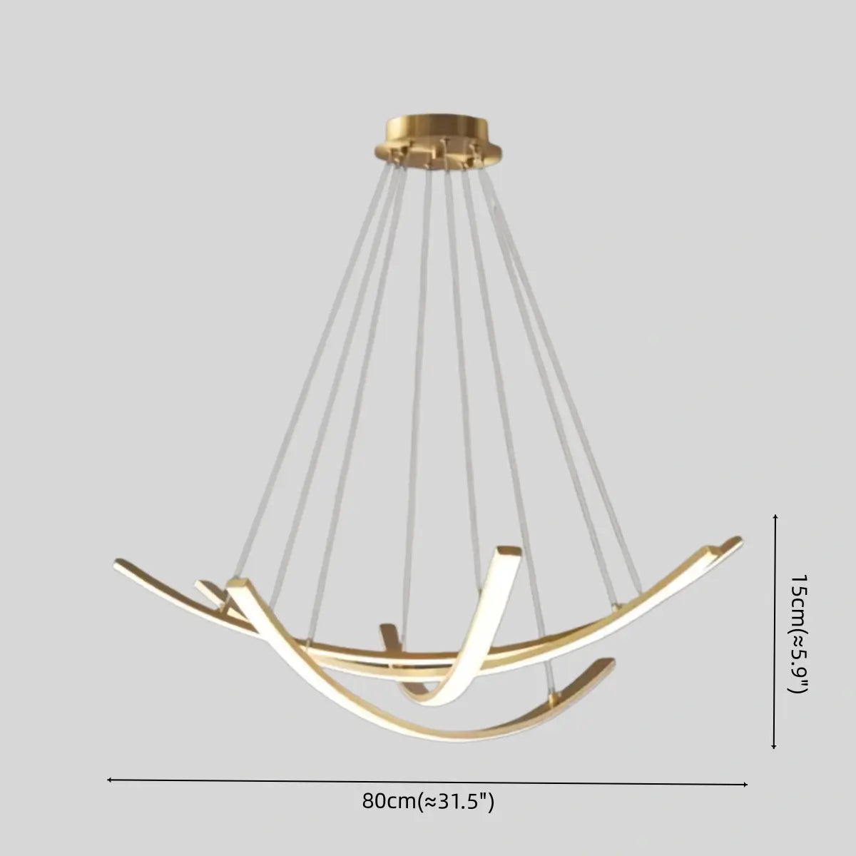 Modern Minimalist Chandelier — Brass Gold for Dining Room/Living Room - Flindria
