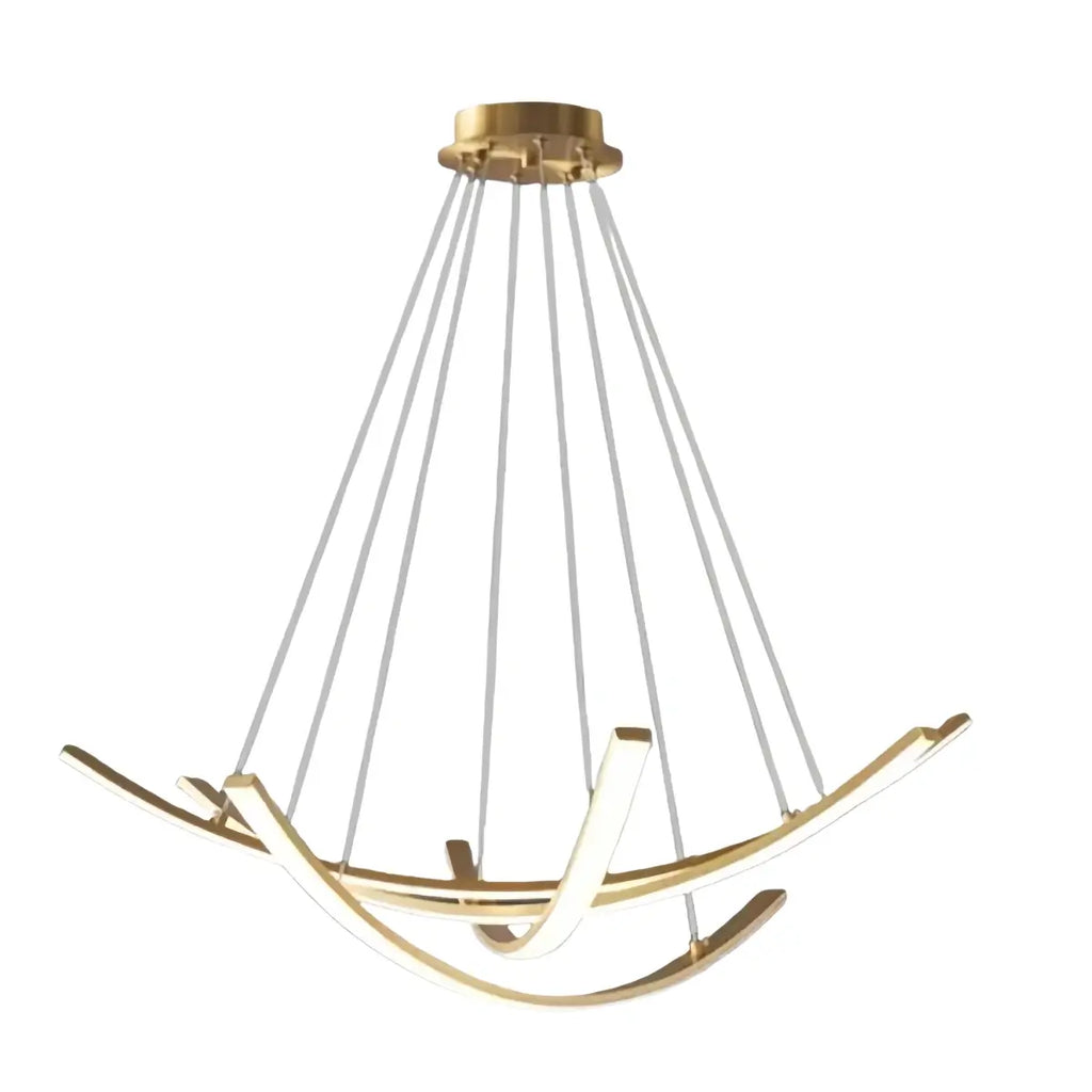 Modern Minimalist Chandelier — Brass Gold for Dining Room/Living Room - Flindria