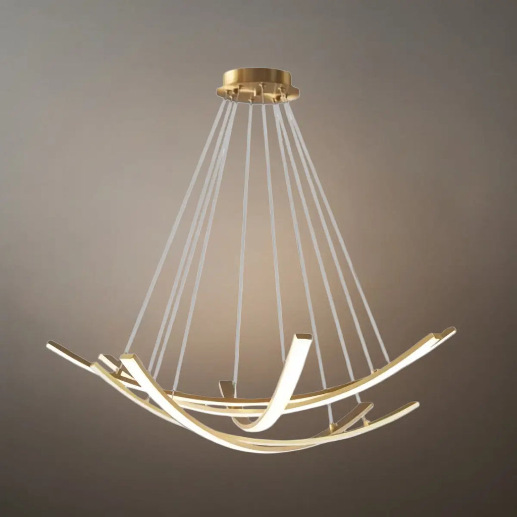 Modern Minimalist Chandelier — Brass Gold for Dining Room/Living Room - Flindria