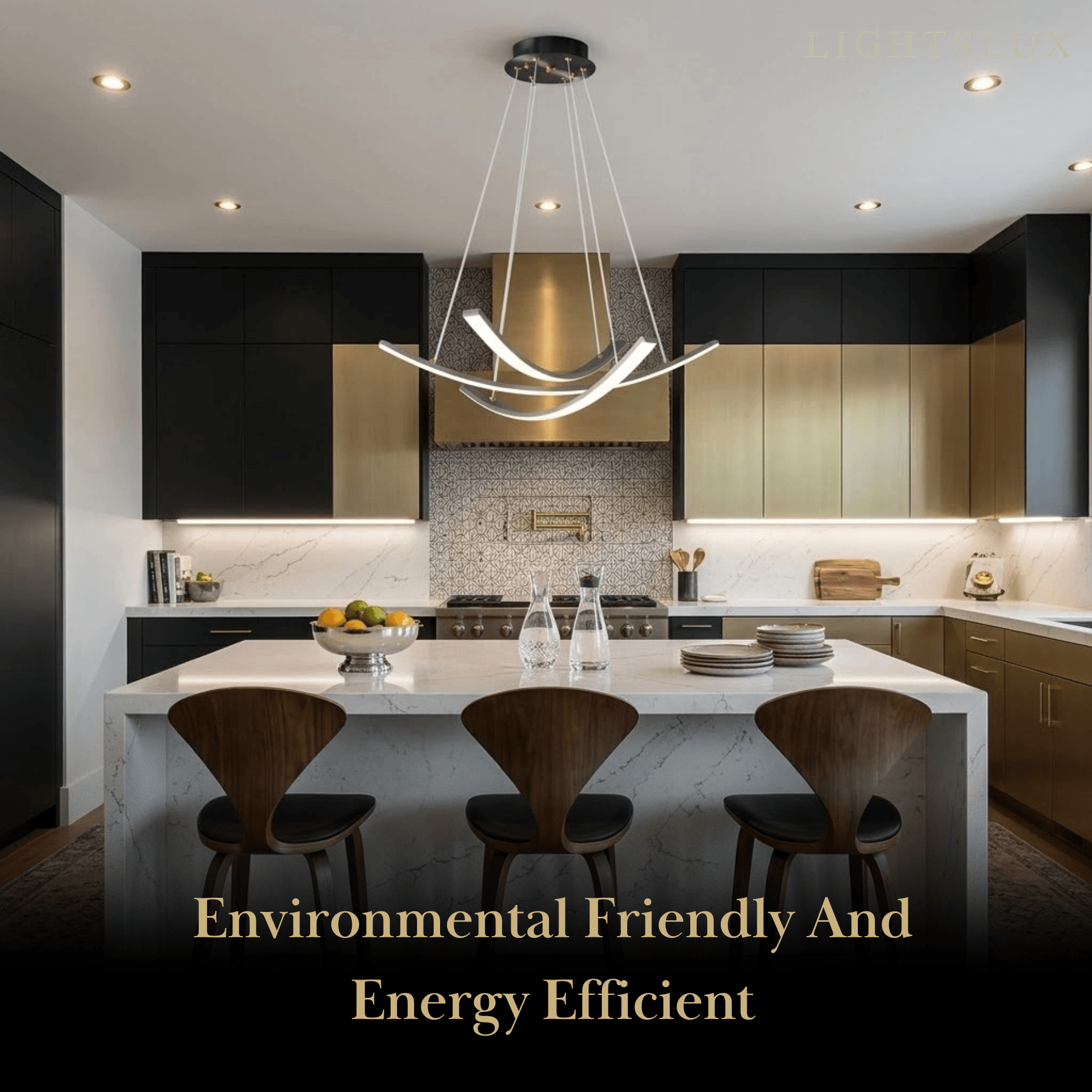 Modern Minimalist Chandelier — Brass Gold for Dining Room/Living Room - Flindria